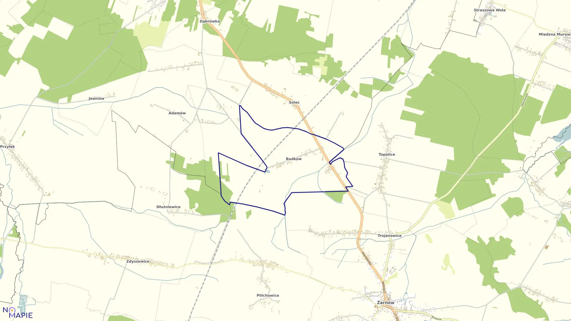 Mapa obrębu BUDKÓW gmina Żarnów