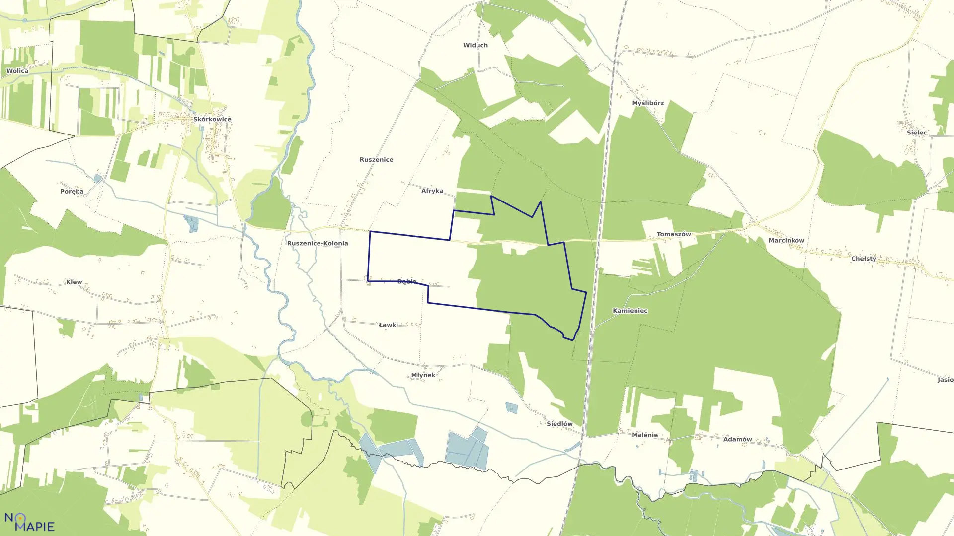 Mapa obrębu DĄBIE gmina Żarnów