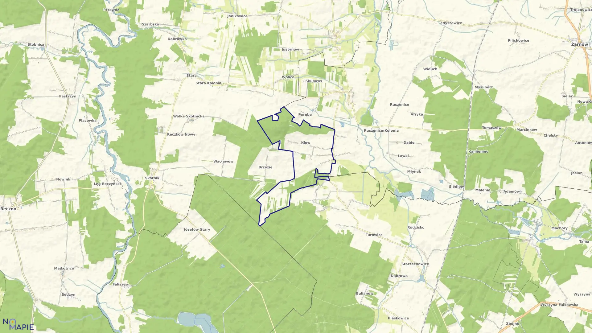 Mapa obrębu KLEW gmina Żarnów