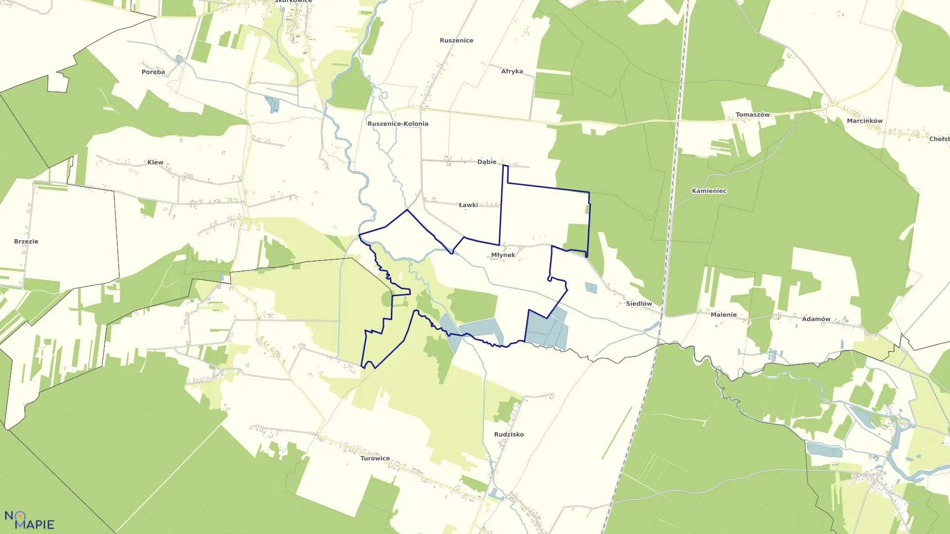 Mapa obrębu MŁYNEK gmina Żarnów