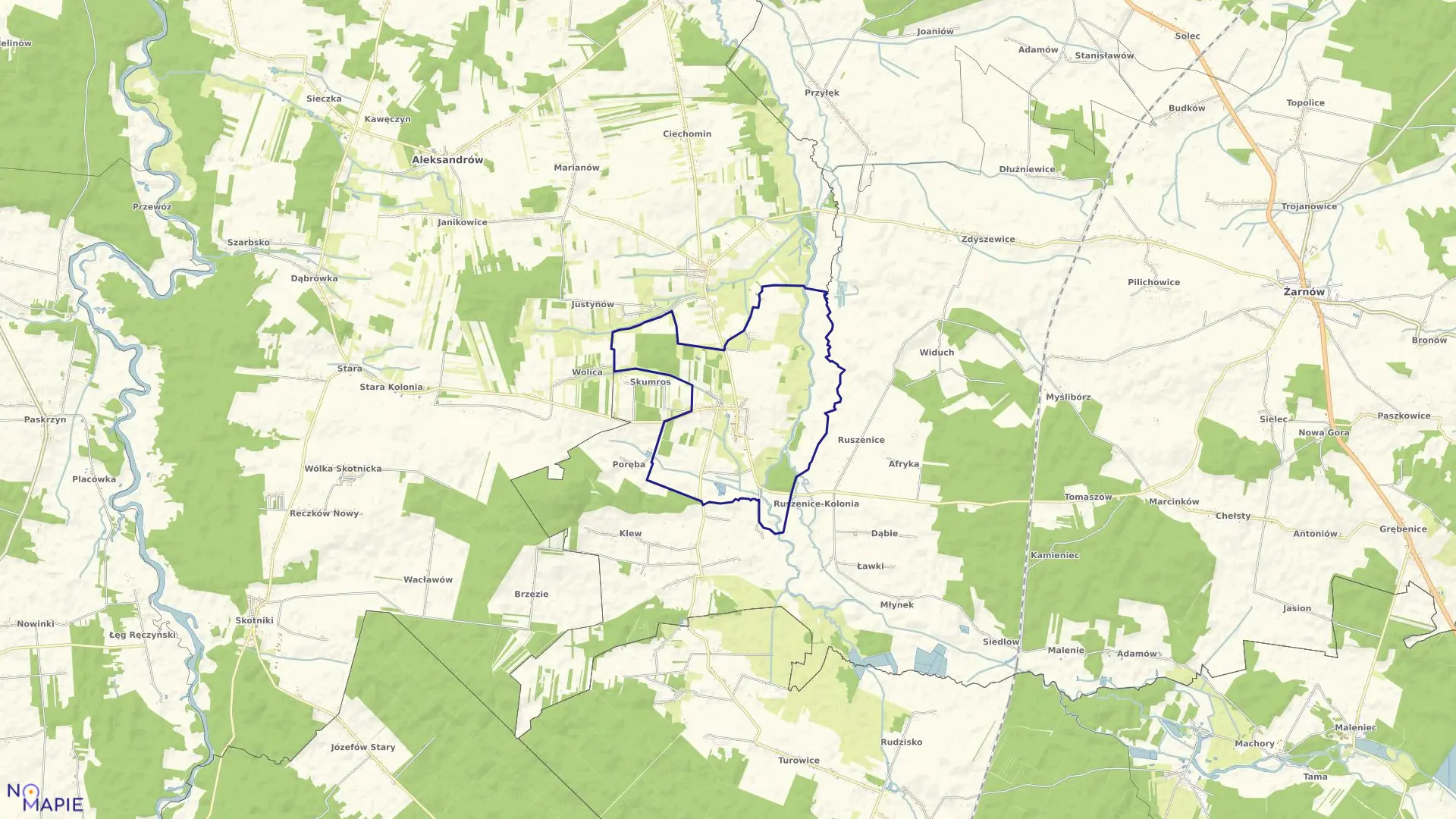 Mapa obrębu SKÓRKOWICE gmina Żarnów