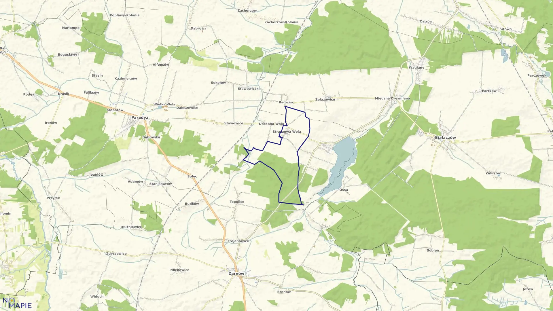 Mapa obrębu STRASZOWA WOLA gmina Żarnów