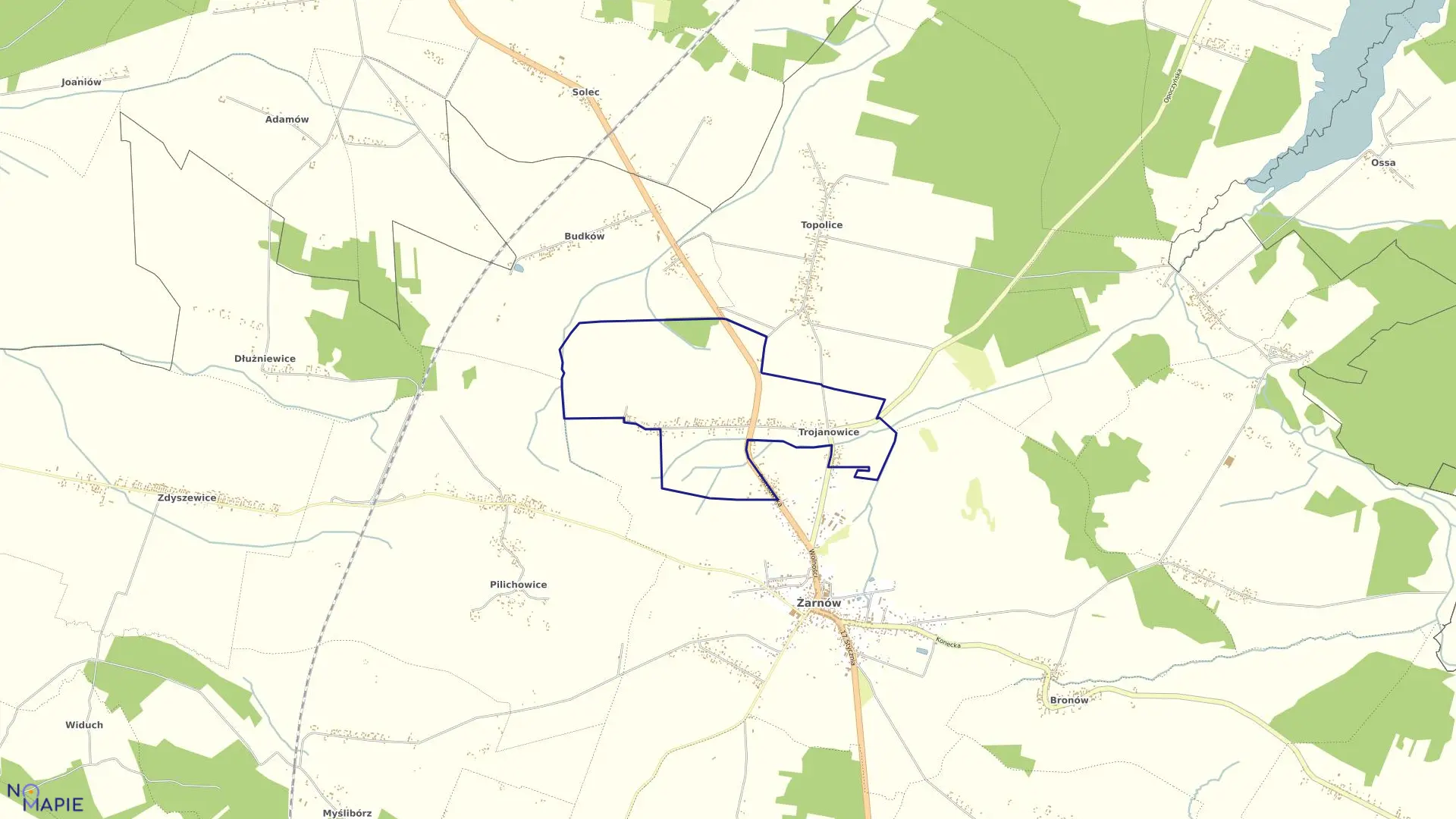 Mapa obrębu TROJANOWICE gmina Żarnów